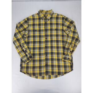 Duluth Trading Company Men's Free Swingin Flannel Yellow Plaid Long Sleeve XL